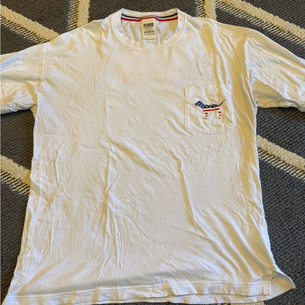 Victoria's Secret White Tee with Flag Pocket